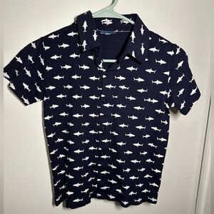 Andy & Evan boys button up, size 8 navy blue sharks. Never worn